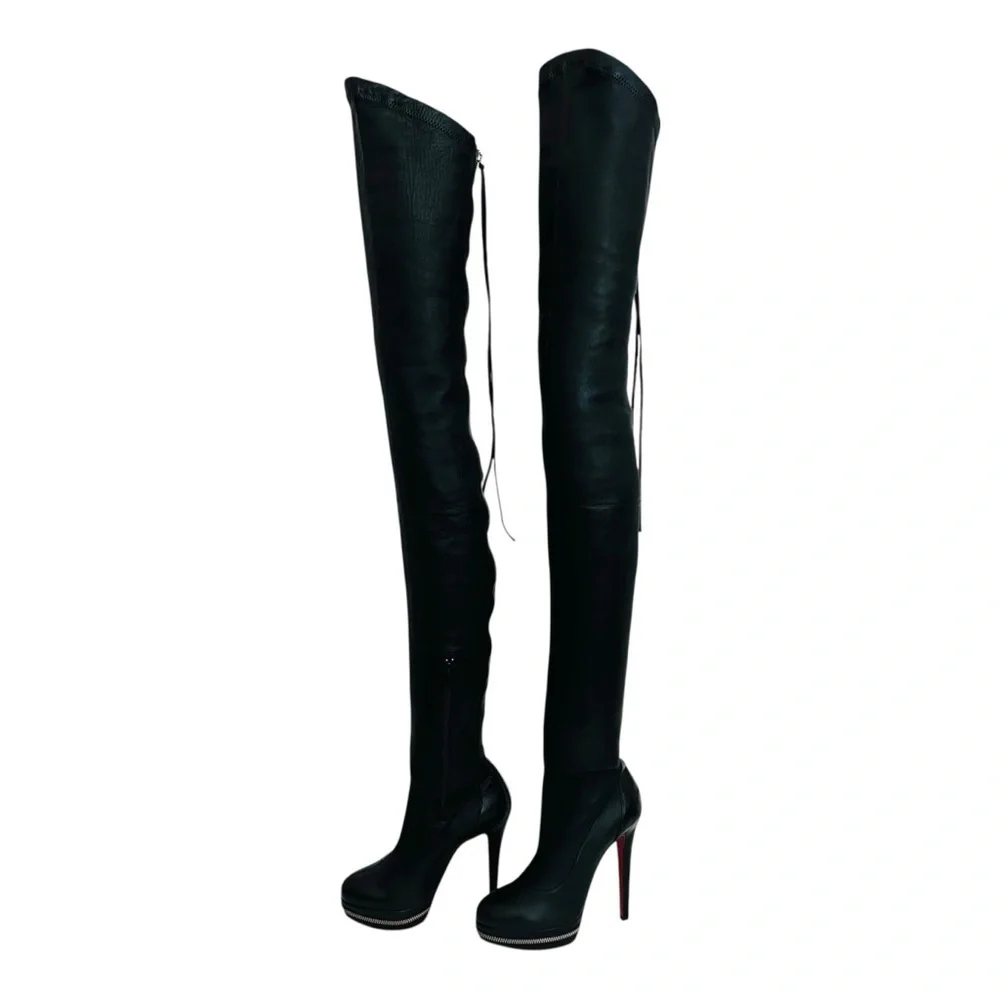Christian Louboutin Unique 140 OTK Black Leather Boots EU 37 Nappa Leather